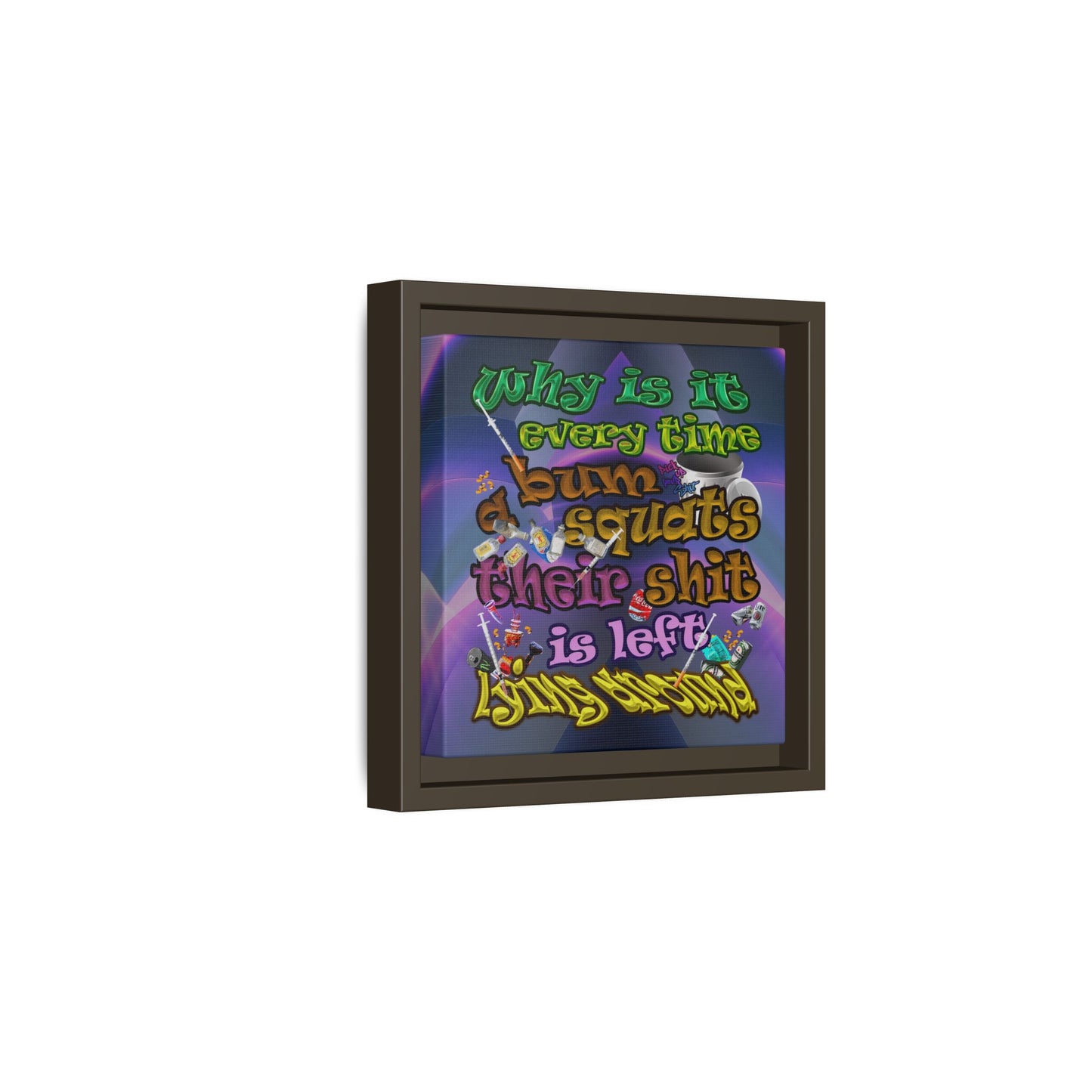 the bum's shit - framed canvas art (grey-pink wave)