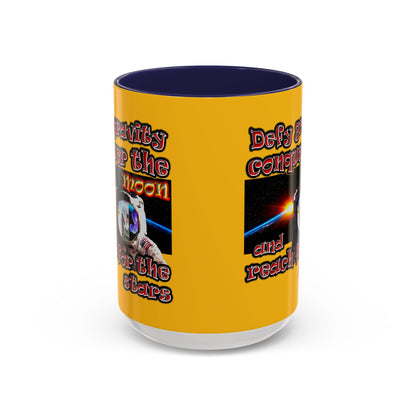 defy conquer reach - Accent Mug (yellow)