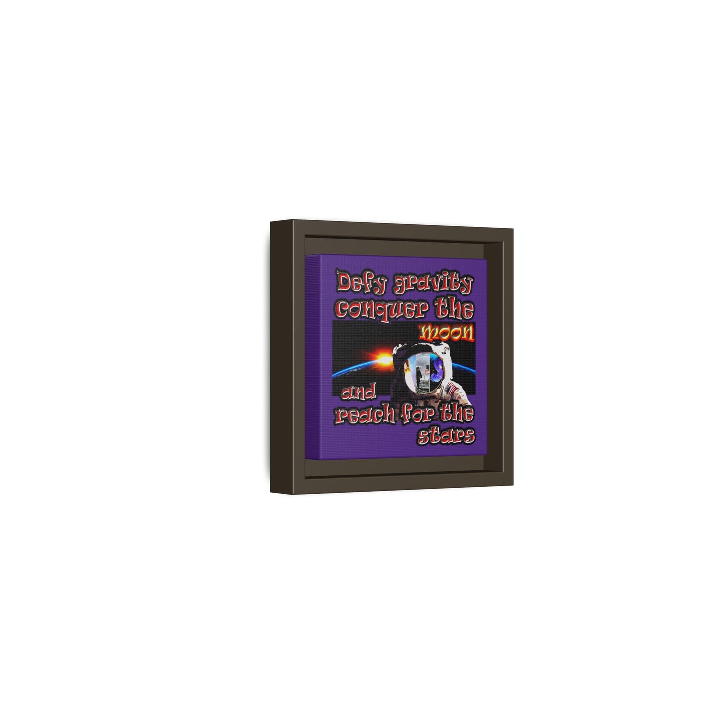 defy conquer reach - framed canvas art (purple)