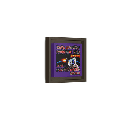 defy conquer reach - framed canvas art (purple)
