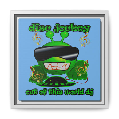 disc jockey - framed canvas art (light blue)