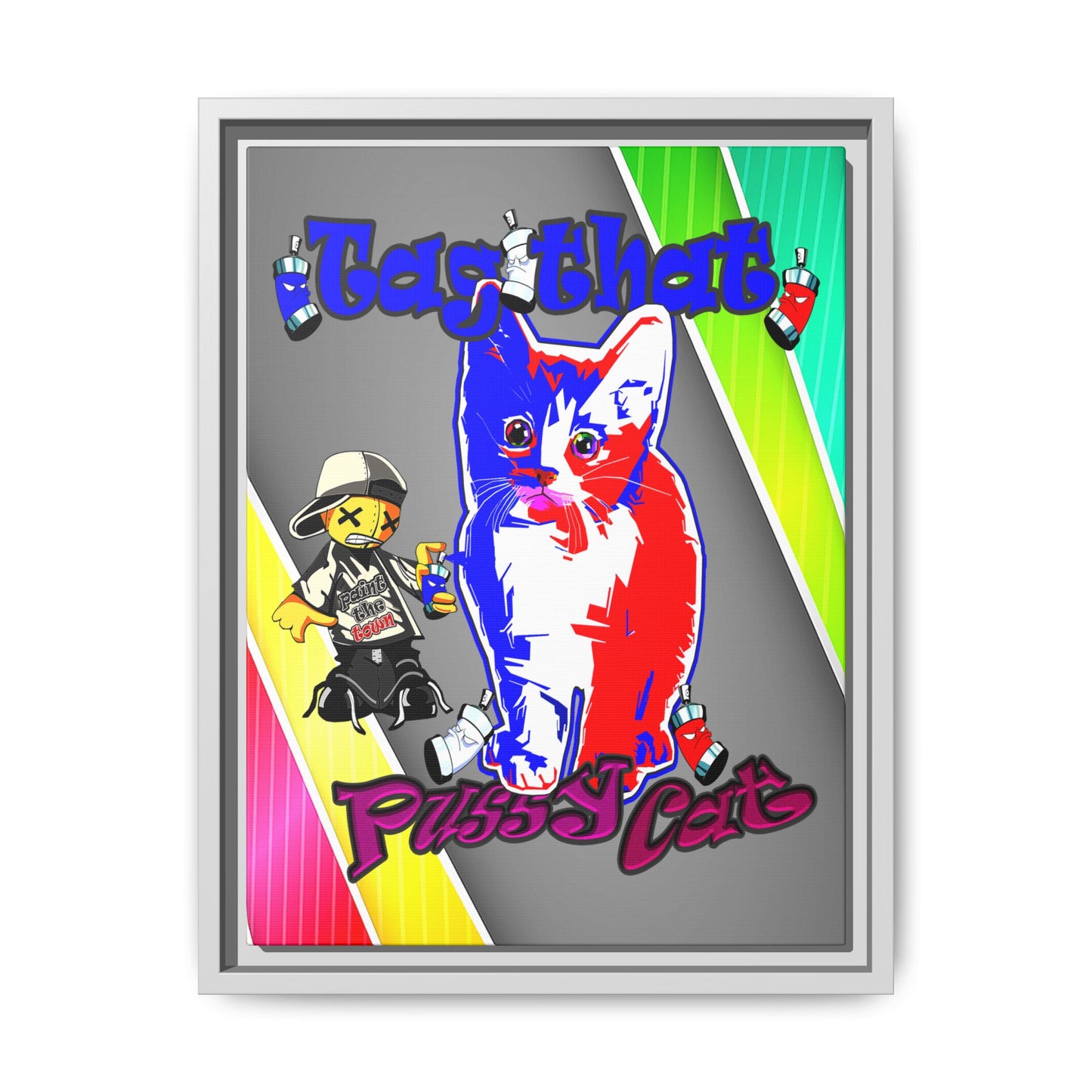 tag that - framed canvas art (rainbow split)