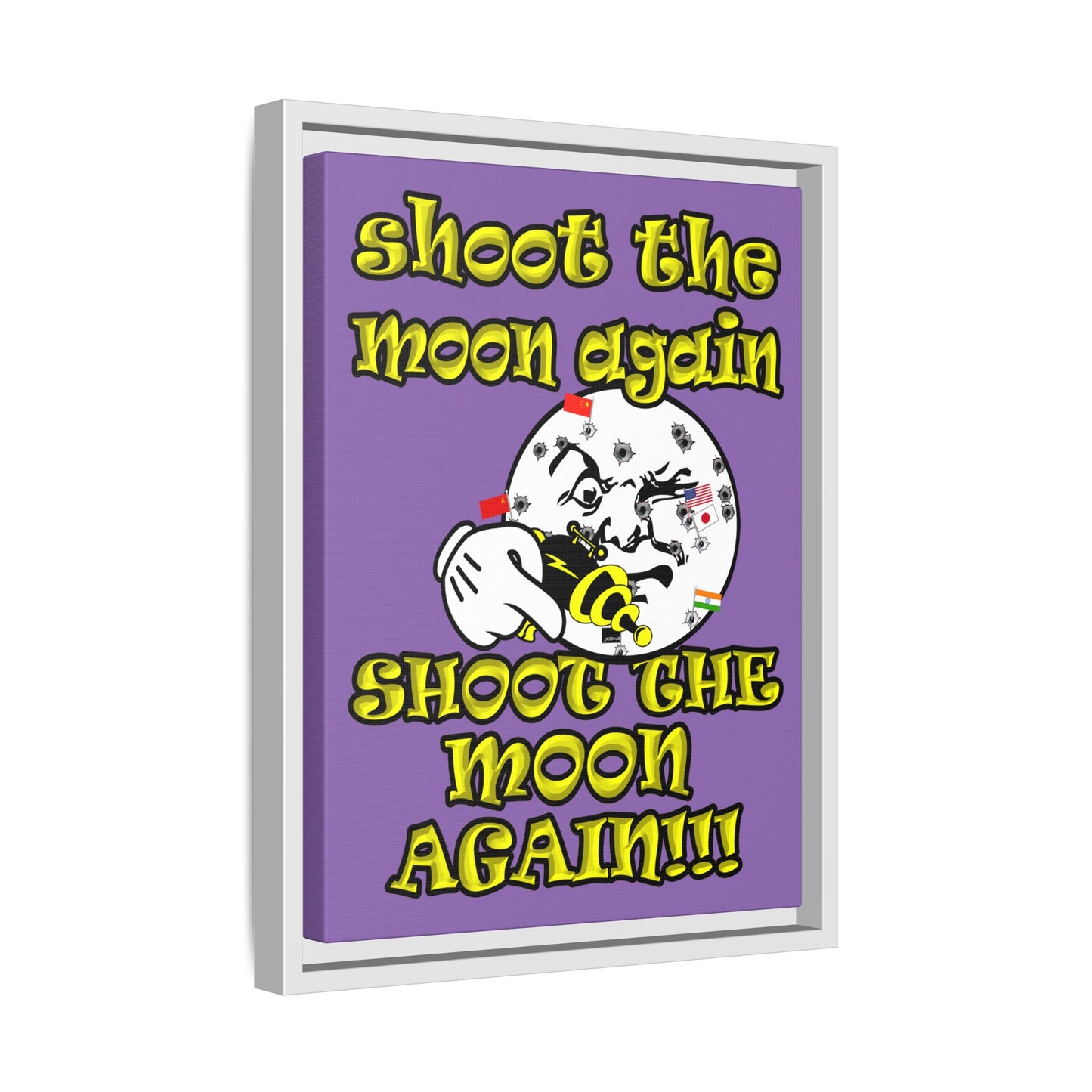shoot the moon again - framed canvas art (light purple)