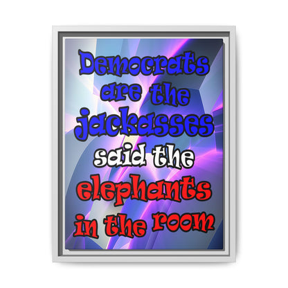 donkeys and elephants - framed canvas art (grey-pink wave)