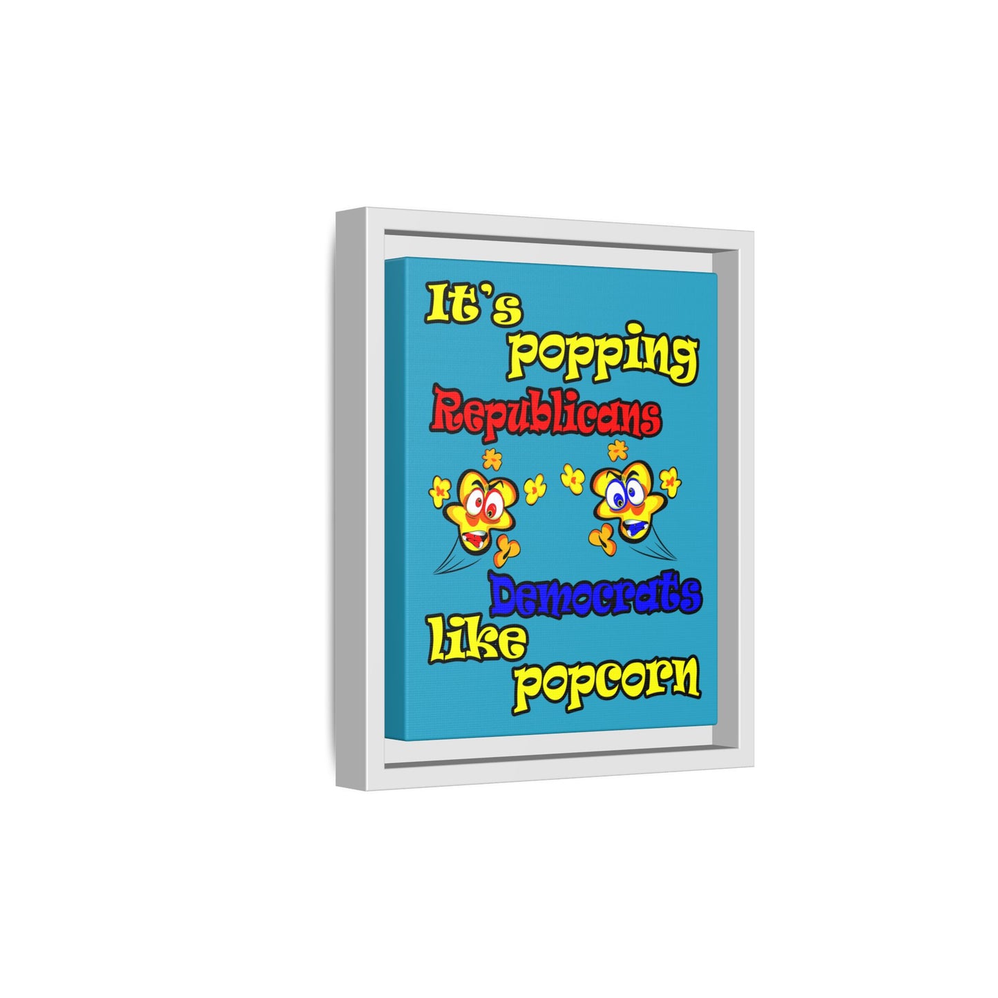 popping like popcorn - framed canvas art (turquoise)