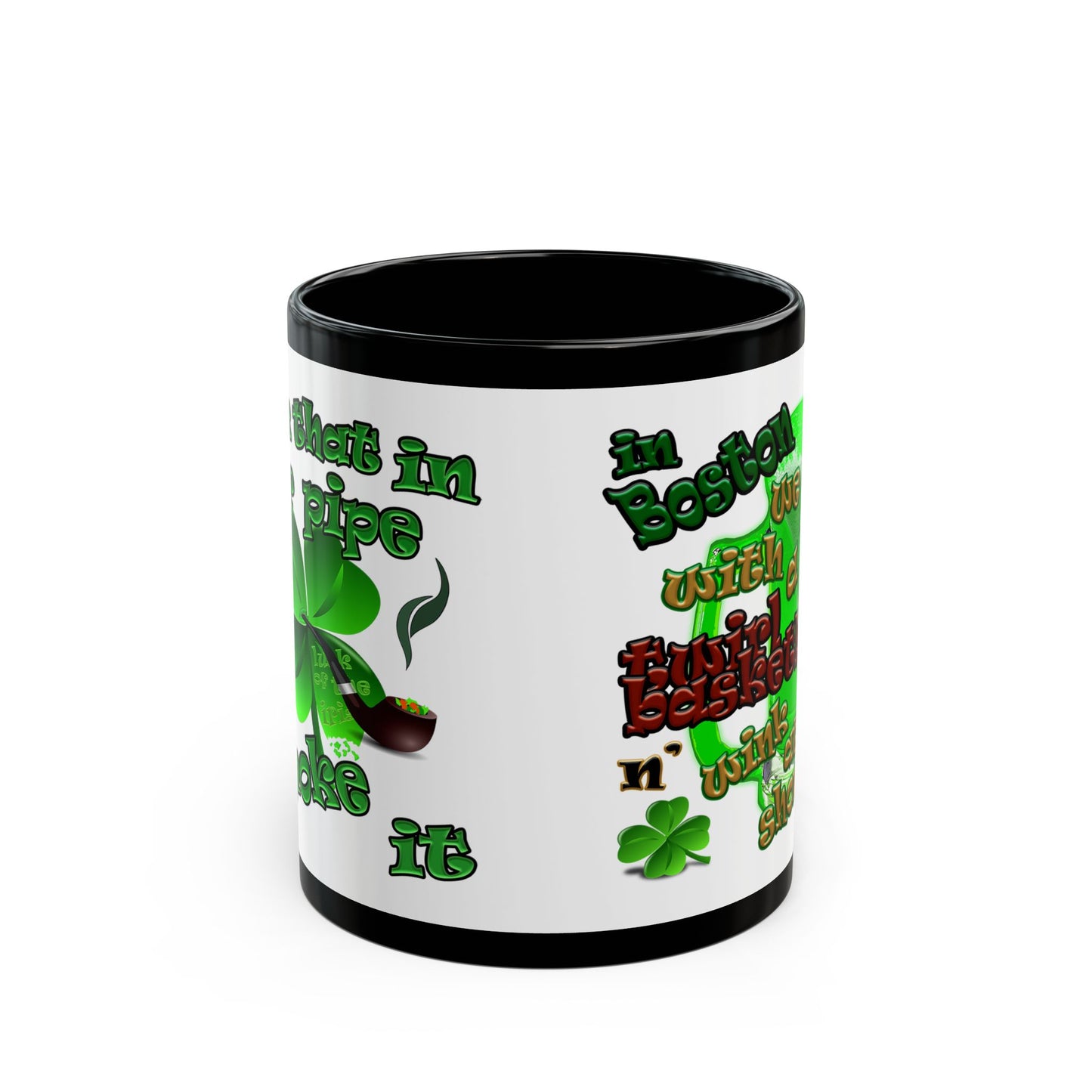 celtics logo - Black Mug (white)
