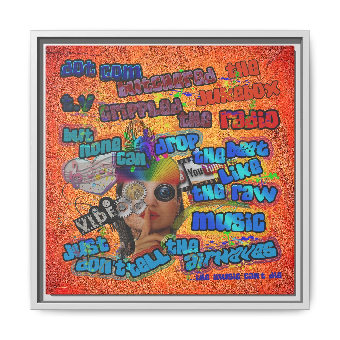 drop the beat - framed canvas art (burnt orange)