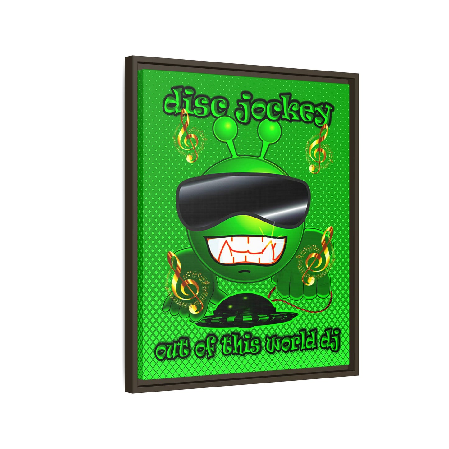 disc jockey - framed canvas art (logo green)