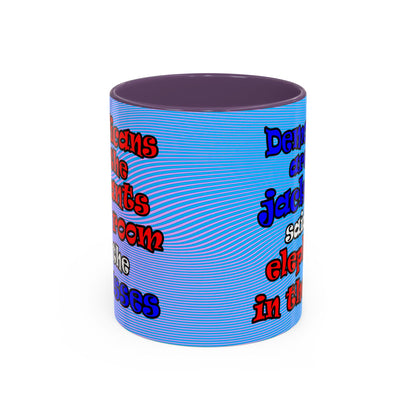 donkeys and elephants - Accent Mug (light blue-purple wave)