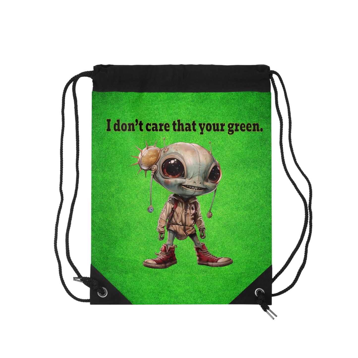 I don't care that your grey - Drawstring Bag (green turf)
