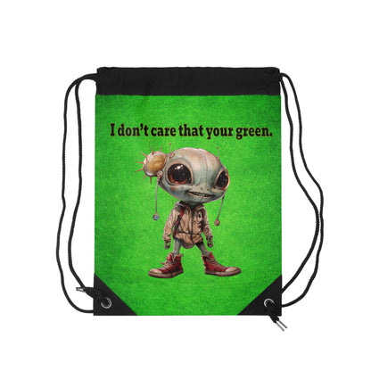I don't care that your grey - Drawstring Bag (green turf)