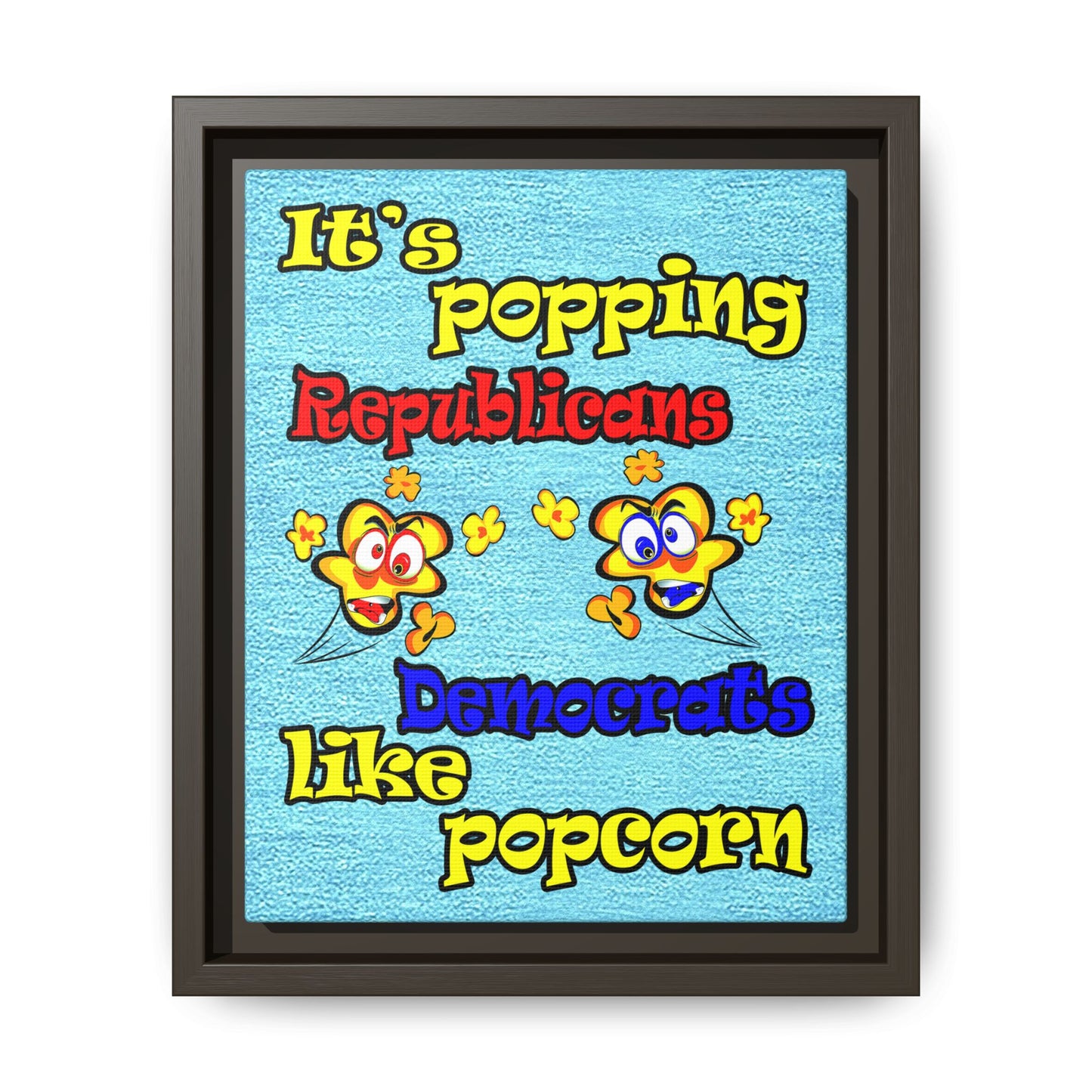 popping like popcorn - framed canvas art (faded dark blue)