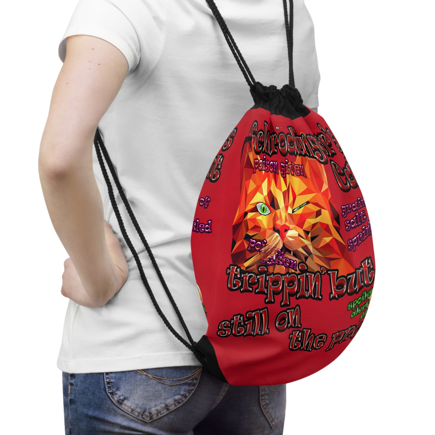 schrodinger's cat - Drawstring Bag (dark red)