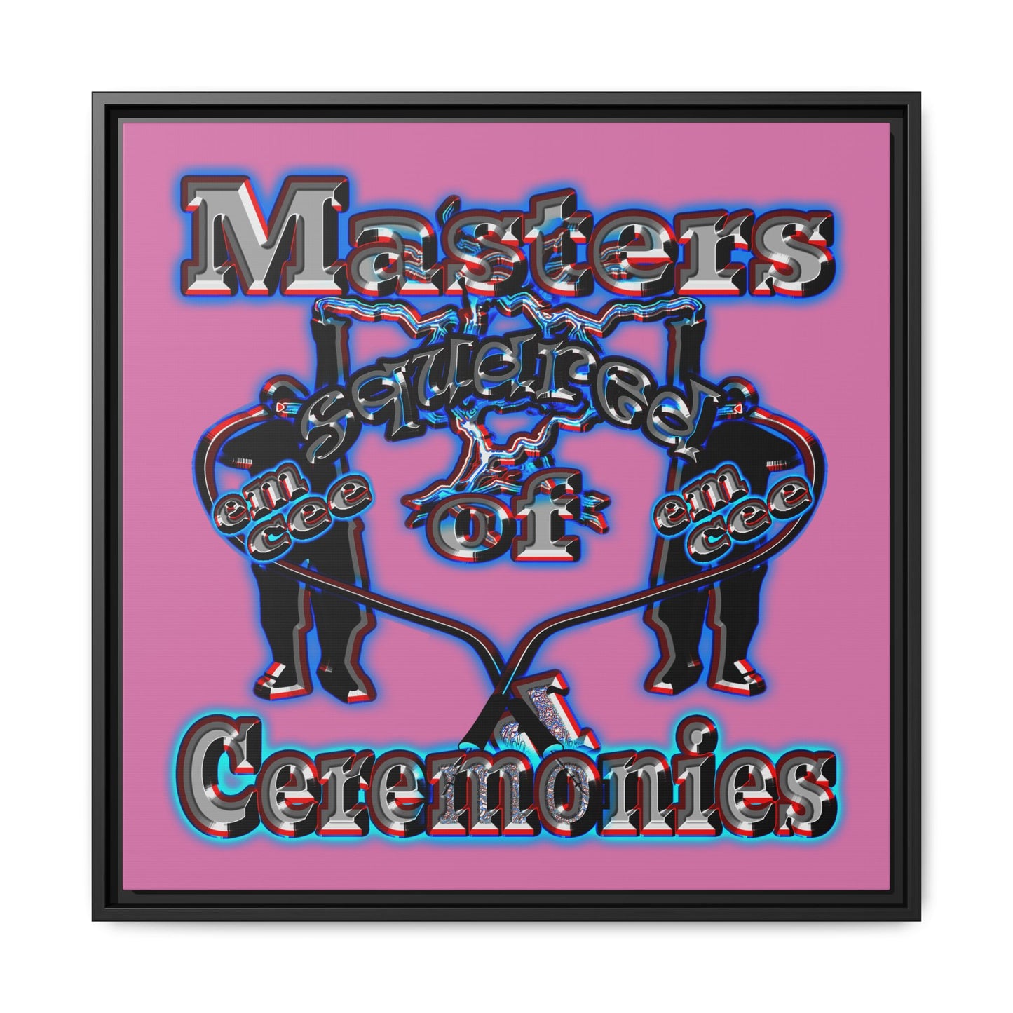 em cee squared - framed canvas art (light pink)