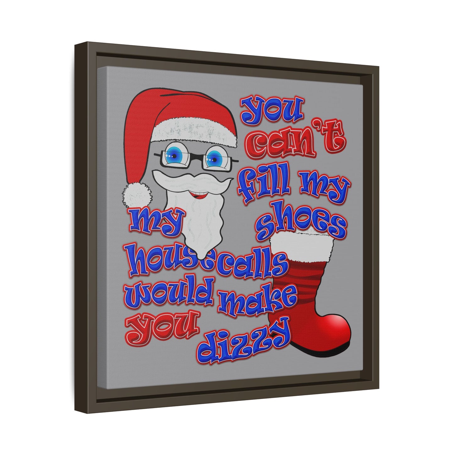 santa's shoes - framed canvas art (grey)