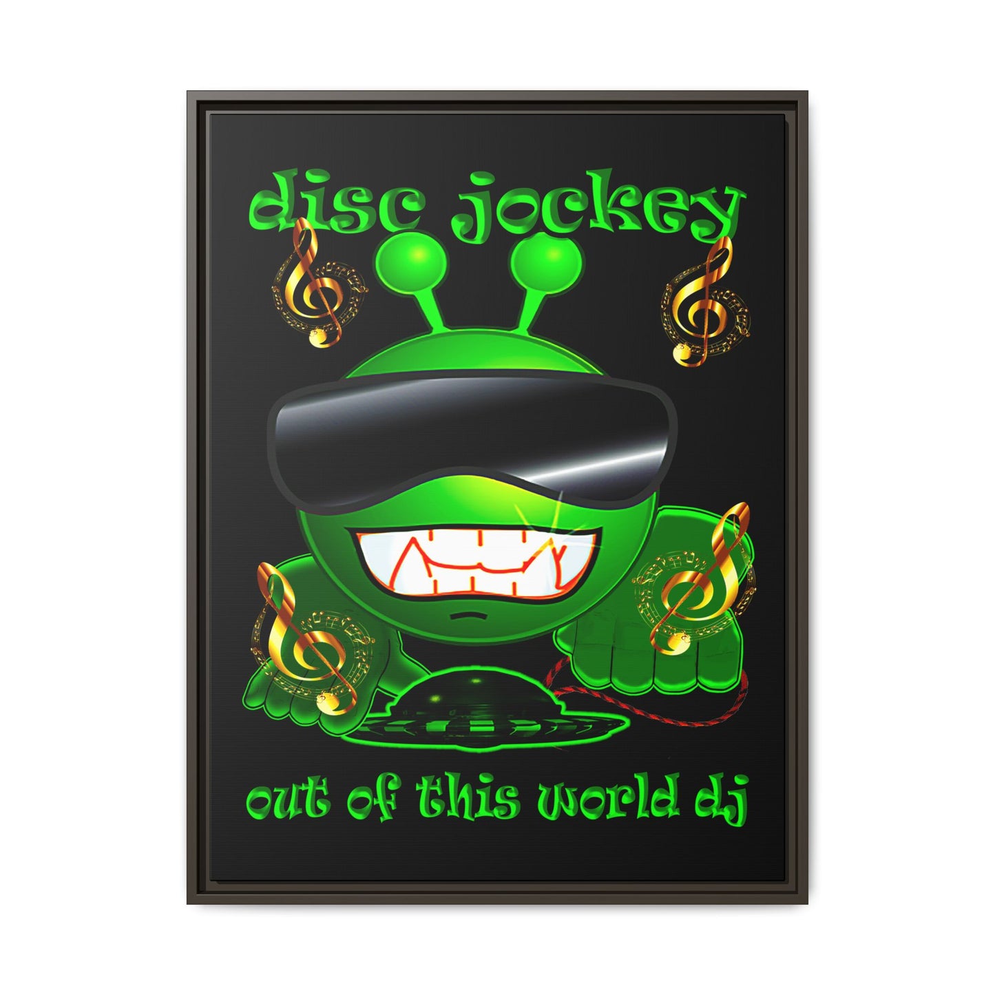 disc jockey - framed canvas art (black)