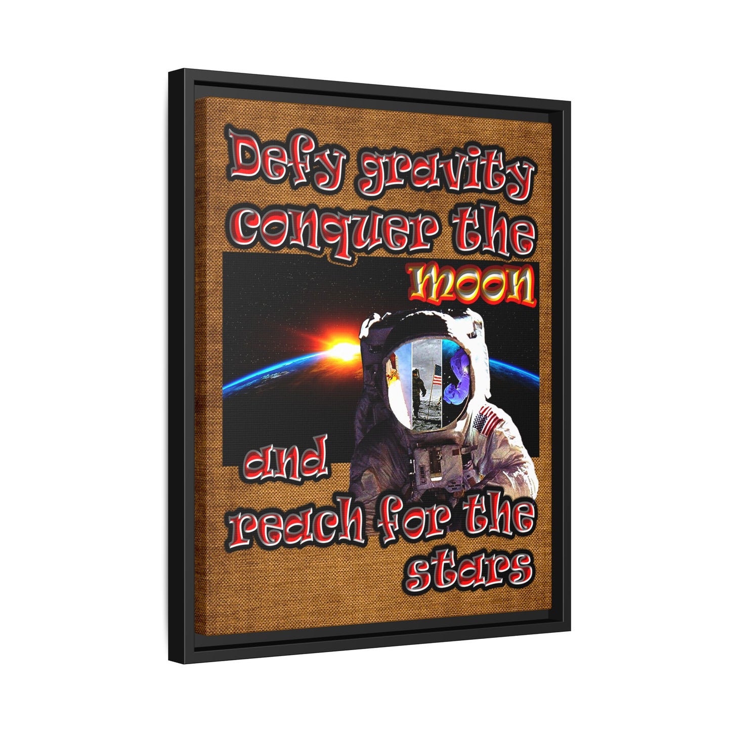 defy conquer reach - framed canvas art (brown papyrus)