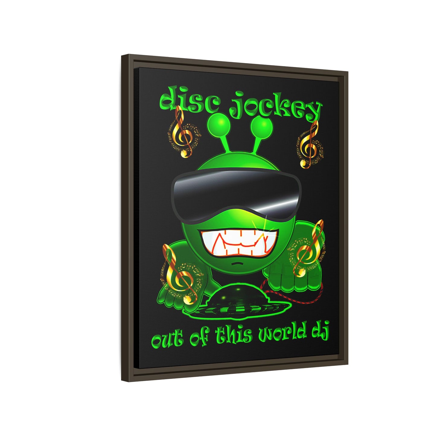 disc jockey - framed canvas art (black)