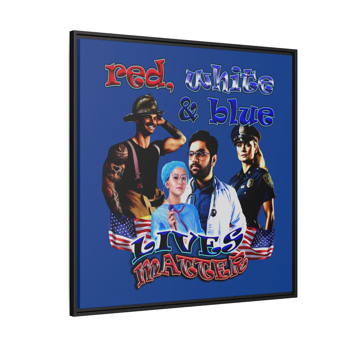 rw&b lives matter - framed canvas art (dark blue)