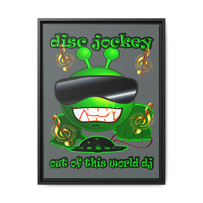disc jockey - framed canvas art (dark grey)