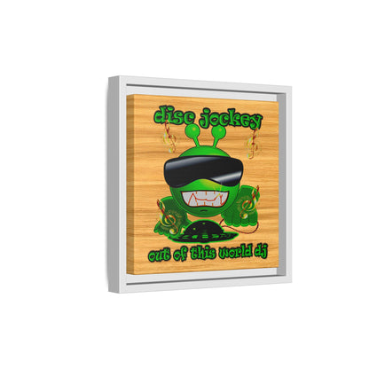 disc jockey - framed canvas art (butterscotch wood finish)