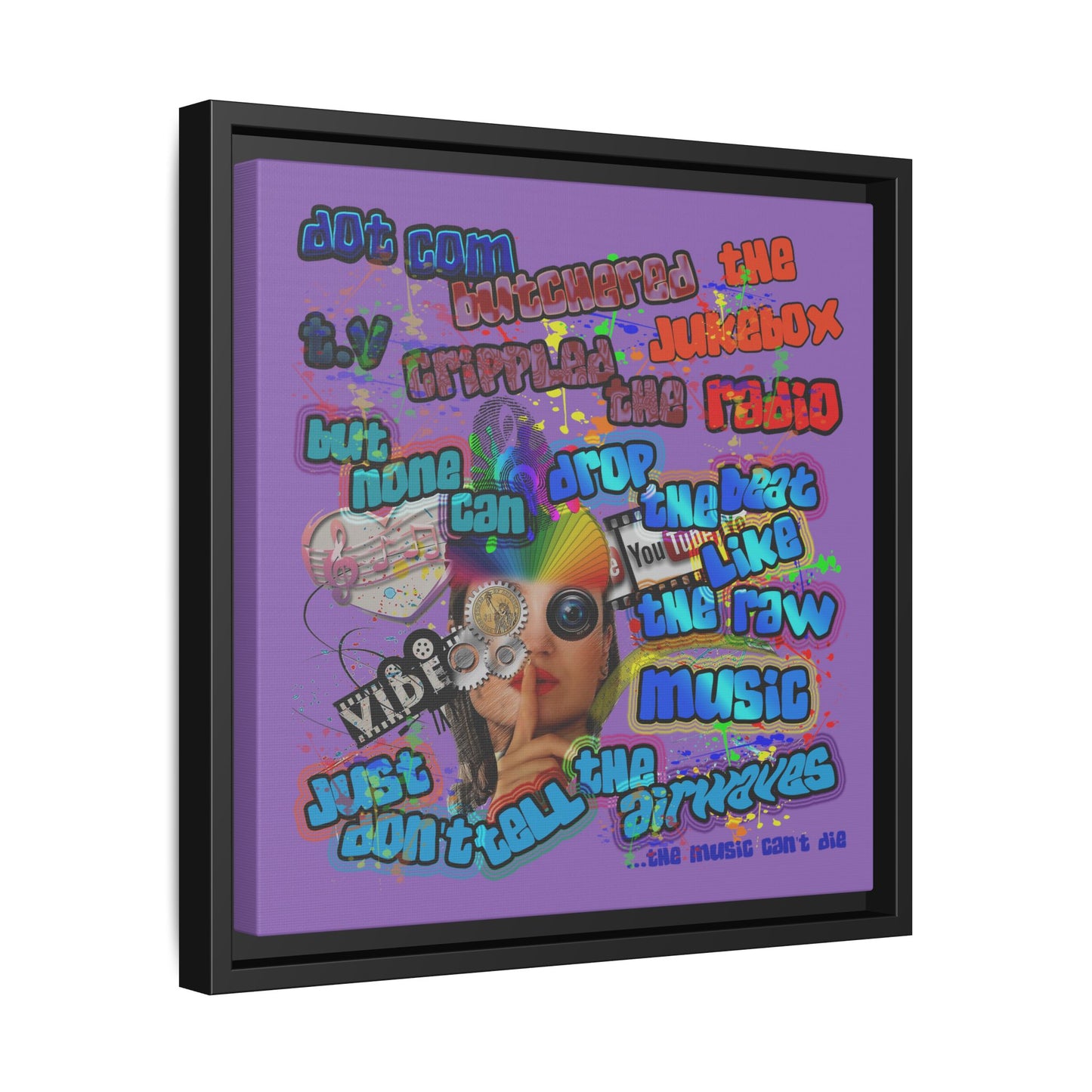 drop the beat - framed canvas art (light purple)