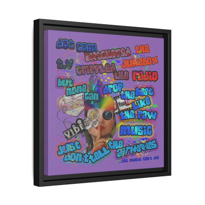drop the beat - framed canvas art (light purple)