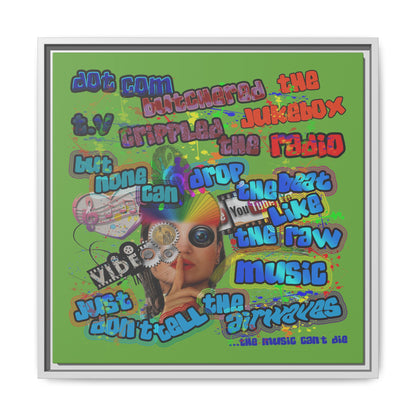 drop the beat - framed canvas art (green)