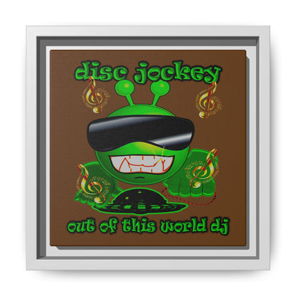 disc jockey - framed canvas art (brown)