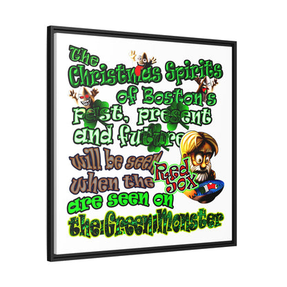christmas spirits of boston - framed canvas art (white)