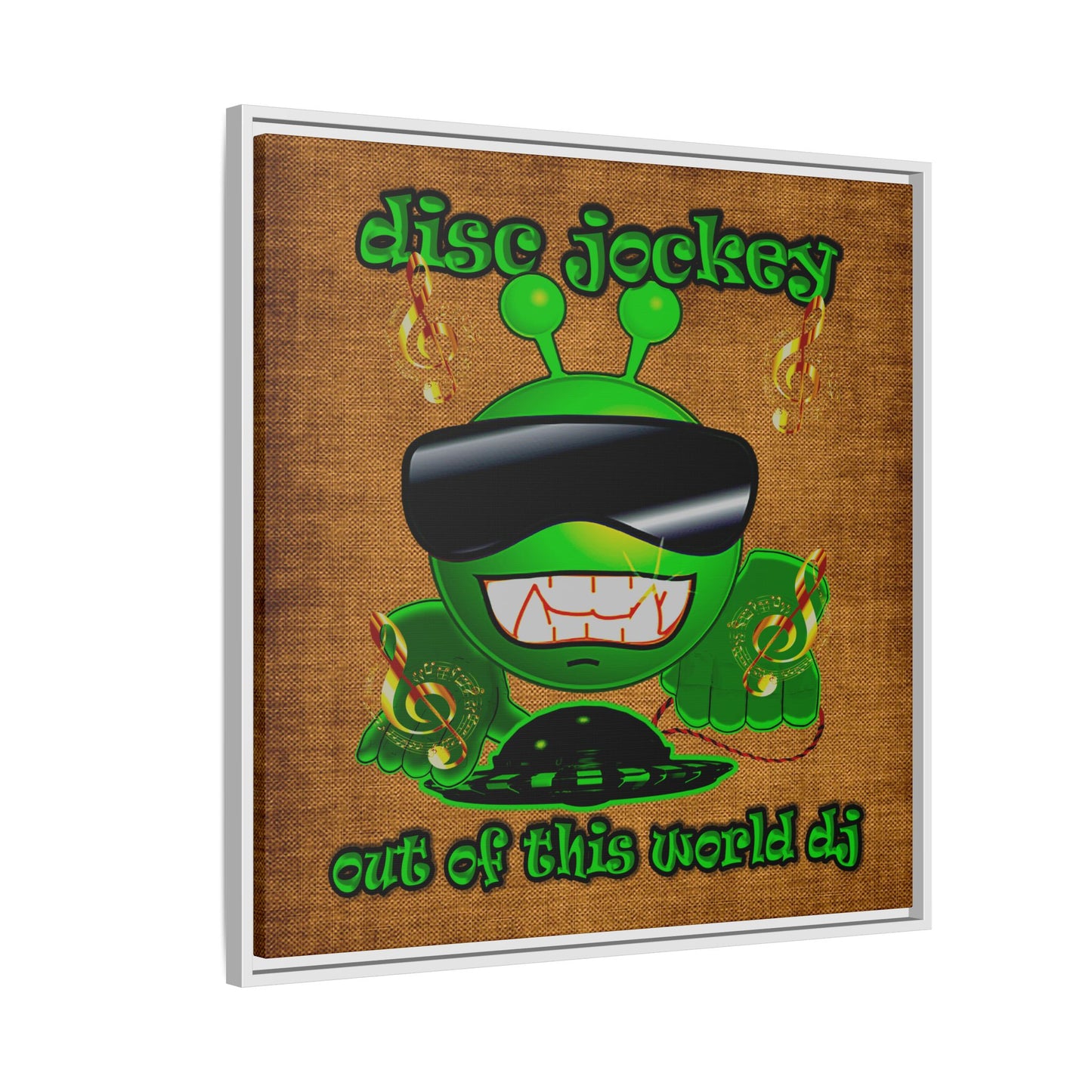 disc jockey - framed canvas art (brown papyrus)