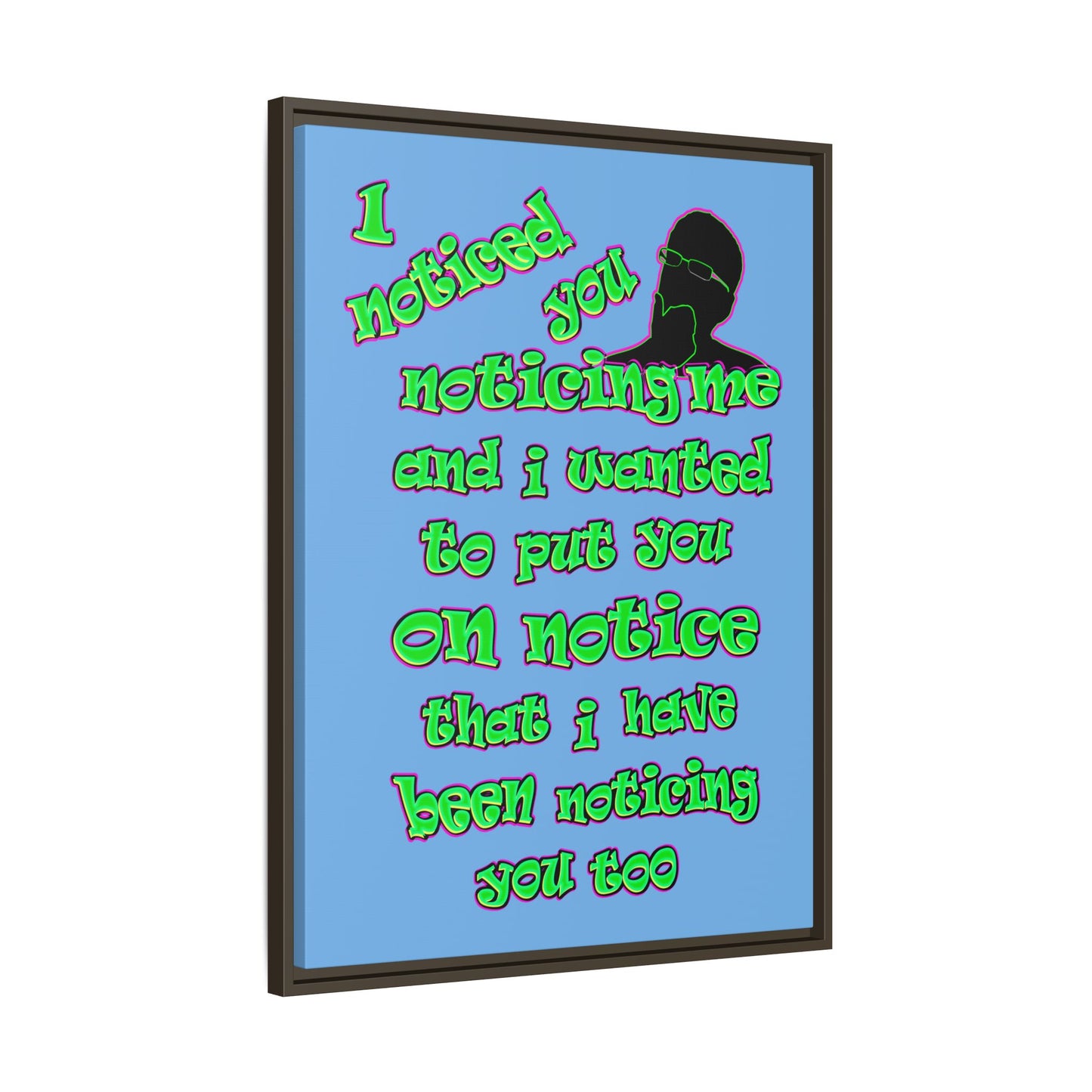 noticed you noticing - framed canvas art (light blue)