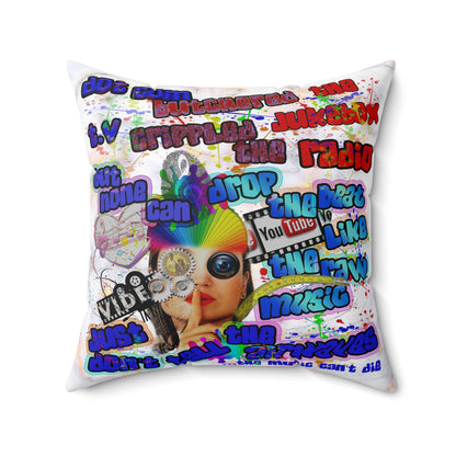drop the beat - Spun Polyester Square Pillow - (white marble)