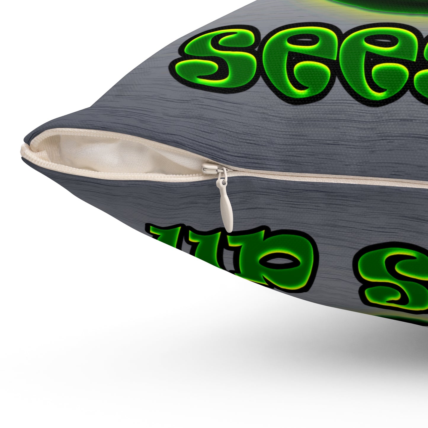 green monster - Spun Polyester Square Pillow - (brushed nickel)