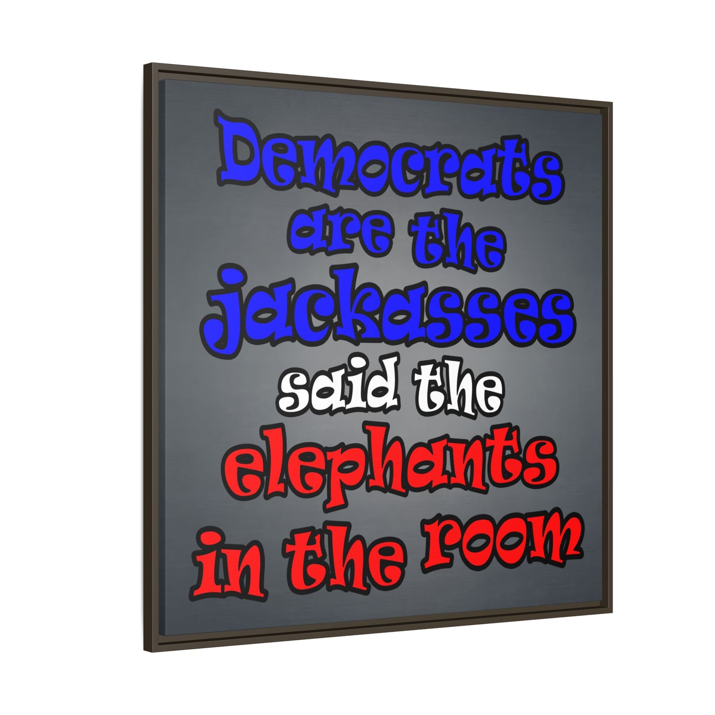 donkeys and elephants - framed canvas art (grey-light grey)