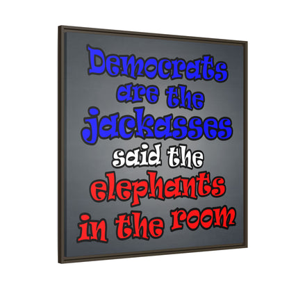 donkeys and elephants - framed canvas art (grey-light grey)