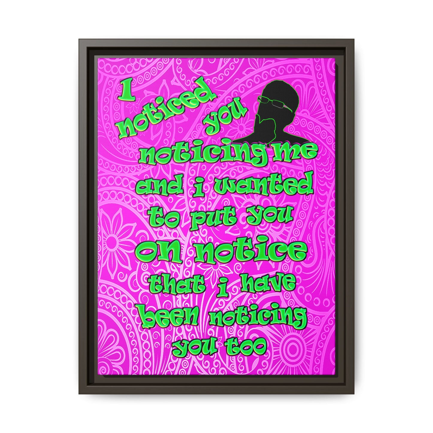 noticed you noticing - framed canvas art (pink swirl)