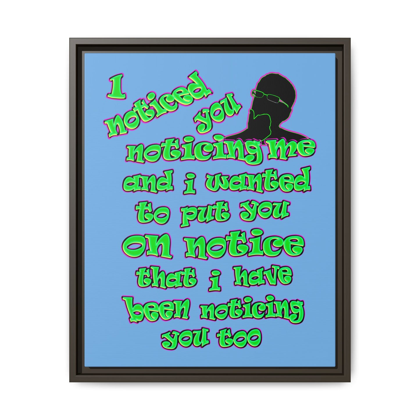 noticed you noticing - framed canvas art (light blue)