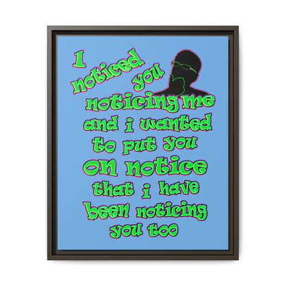 noticed you noticing - framed canvas art (light blue)