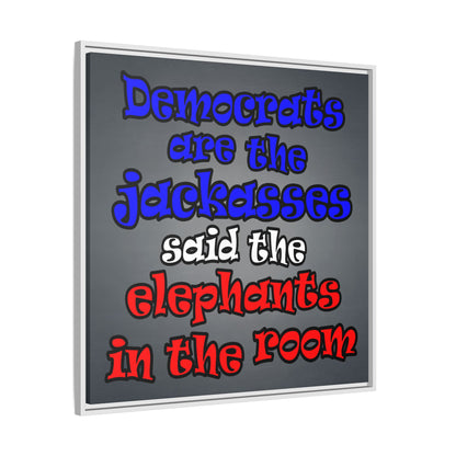 donkeys and elephants - framed canvas art (grey-light grey)