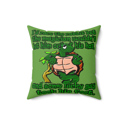 turtle race - Spun Polyester Square Pillow - (green)