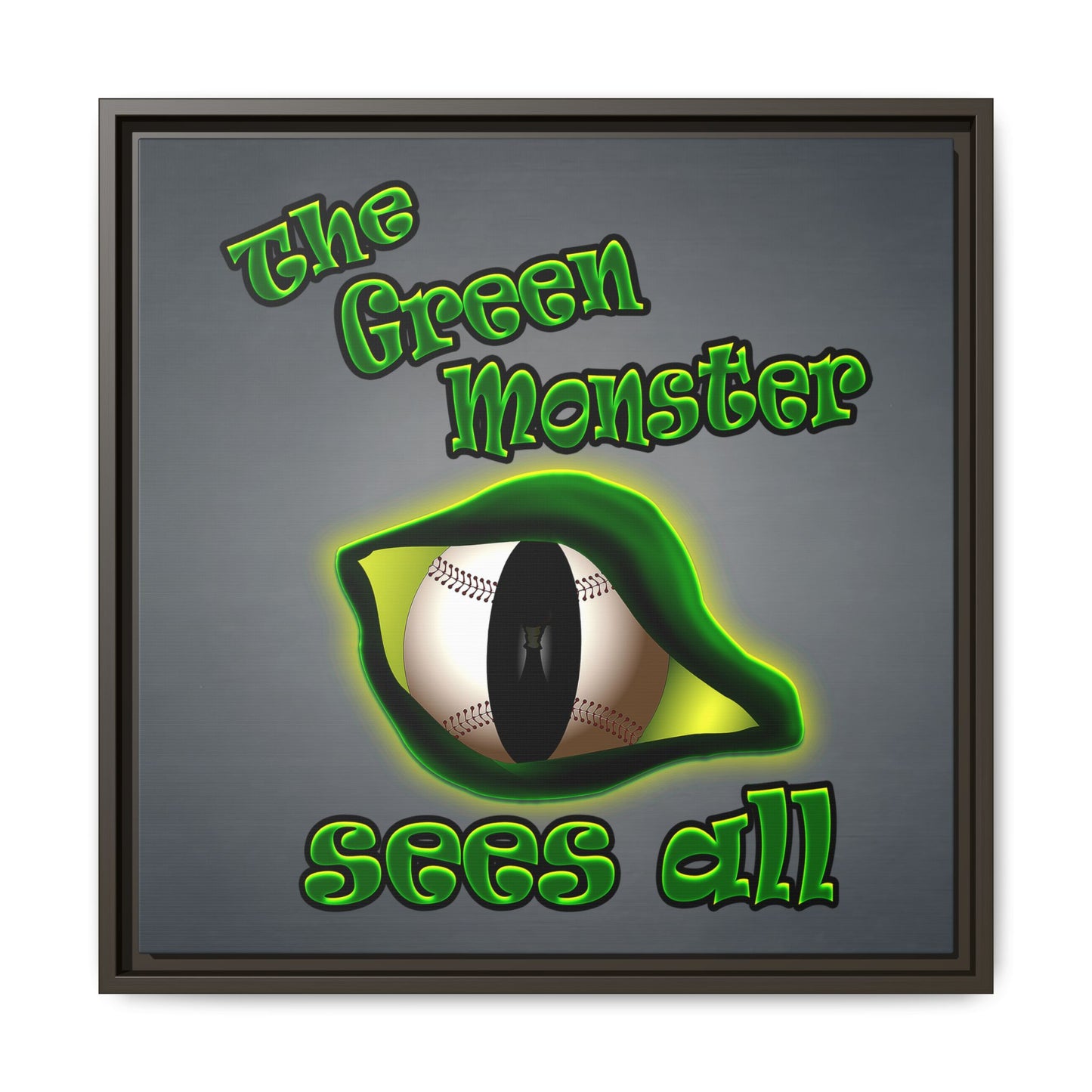green monster - framed canvas art (grey-light grey)