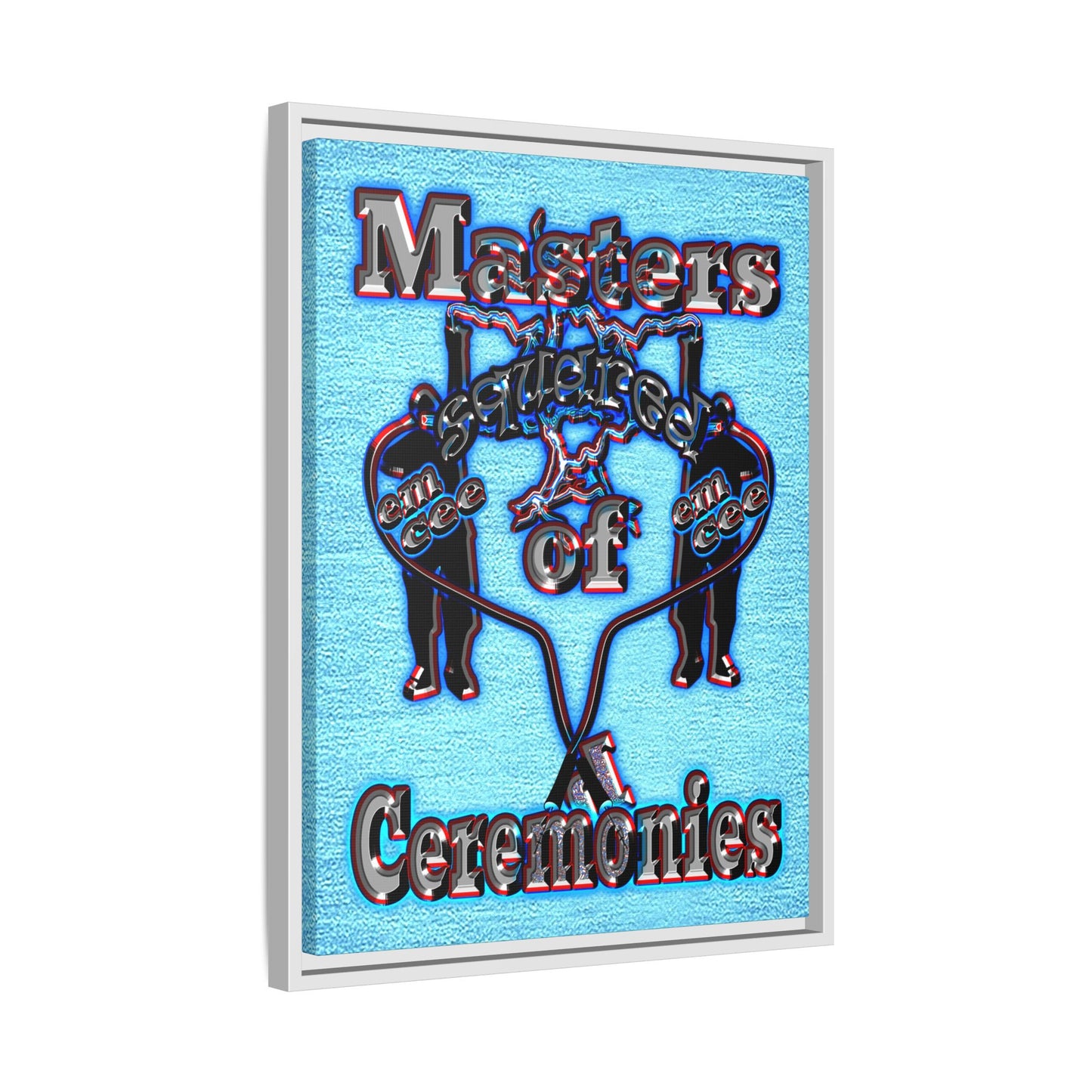 em cee squared - framed canvas art (faded blue)