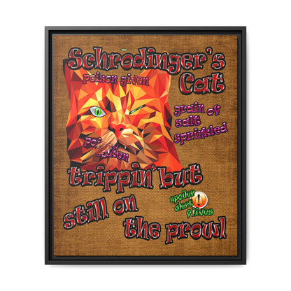 schrodinger's cat - framed canvas art (brown papyrus)