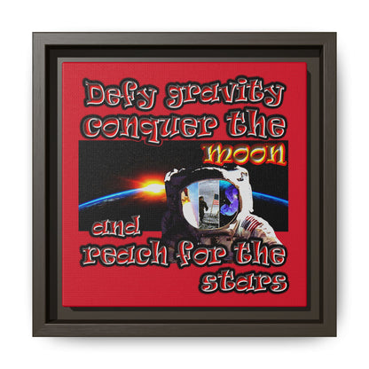 defy conquer reach - framed canvas art (dark red)