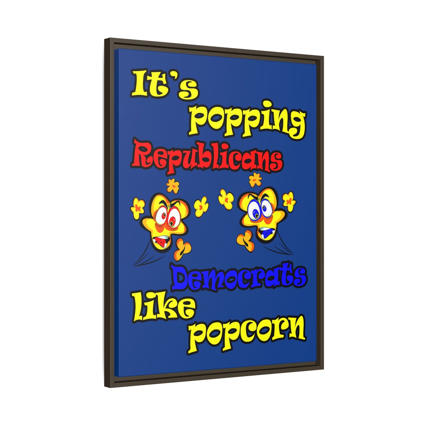 popping like popcorn - framed canvas art (dark blue)