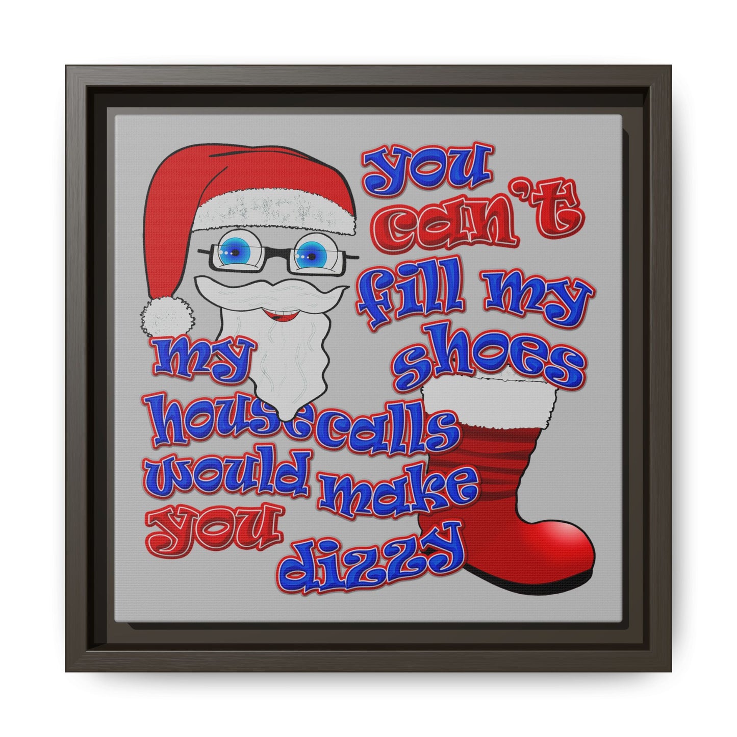 santa's shoes - framed canvas art (light grey)