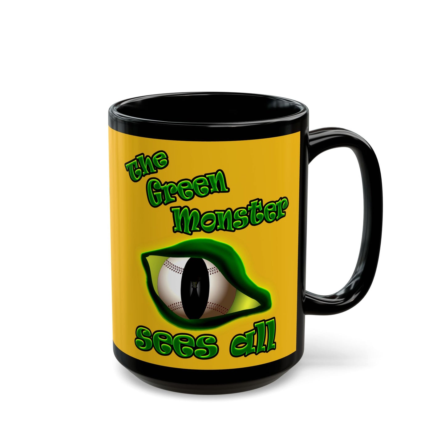 green monster - Black Mug (yellow)