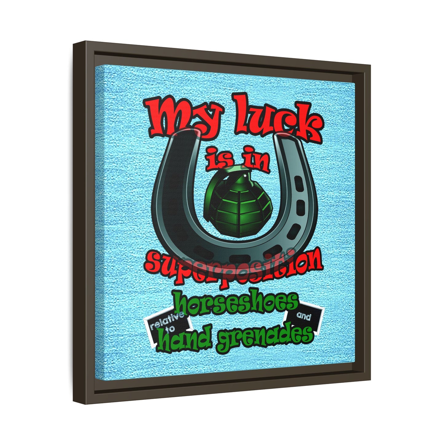 my luck - framed canvas art (faded blue)