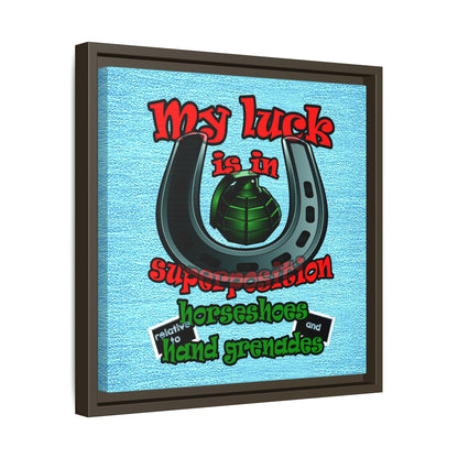 my luck - framed canvas art (faded blue)